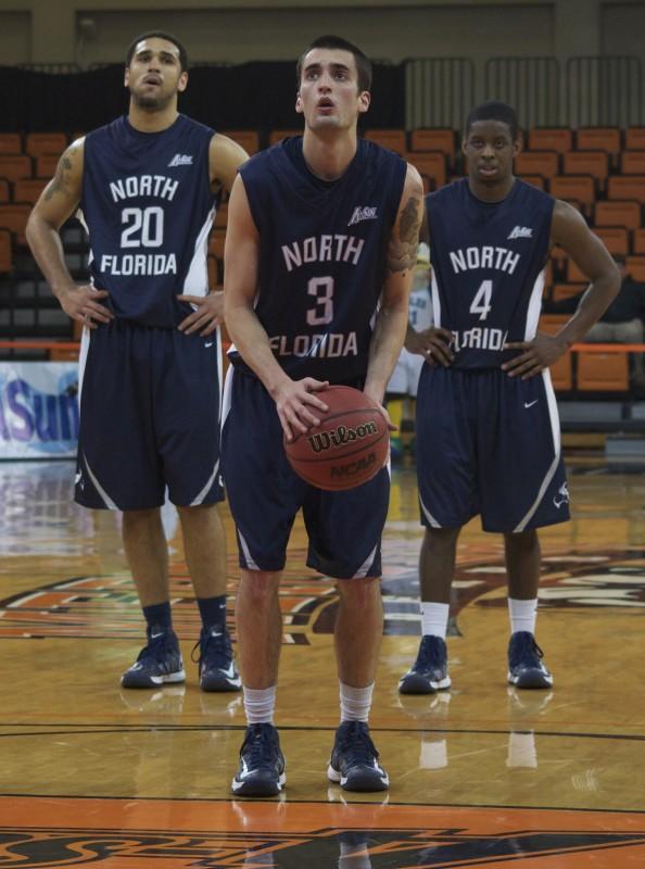 Photo Credit: Sean Patterson Andy Diaz (20) Parker Smith (3) and Will Wilson (4) playing in their last game in a UNF uniform.