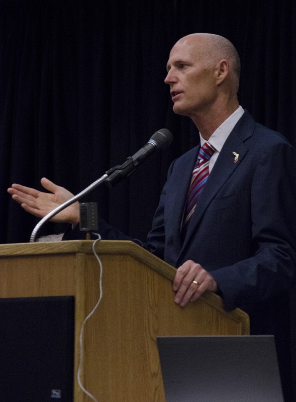 Governor Scott spoke at UNF Sept. 11 as part of his "It's Your Money" Tax Cut Tour. Photo by Ali Blumenthal