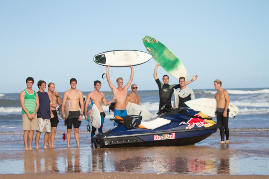 The UNF Surf Team celebrates victory over UF. Photo by Randy Rataj