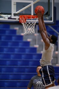 Romelo Banks aims for a slam dunk.