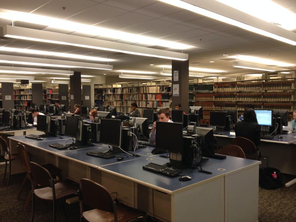 At 8 p.m. on a Tuesday night, many students are still working in the library.Photo by Lydia Moneir