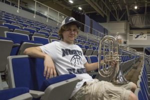 Putnam poses with his baritone horn. Photo by Morgan Purvis