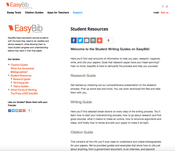 Citing your sources is probably every student's least favorite thing, besides the actual paper. Easybib.com is making our lives a little easier when it comes to essays. Screenshot by Rachel Cazares. 
