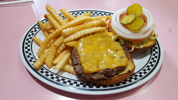 The All-American burger was a must-try at a 50s diner. Photo by Courtney Stringfellow. 