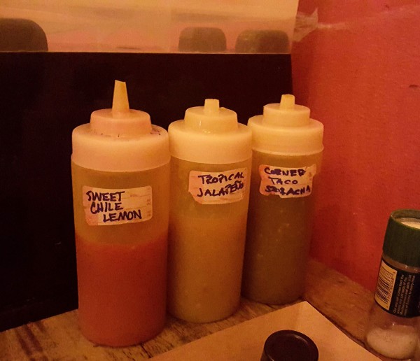 Corner Taco’s house sauces are sure to fulfill every customer’s requests, from sweet and refreshing to open-your-sinuses spicy. Photo by Courtney Stringfellow. 