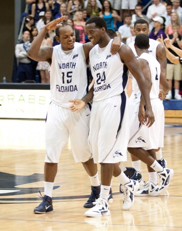 Photo credit: Andrew Noble Jerron Granberry (15) celebrates with teammate David Jeune (24). 