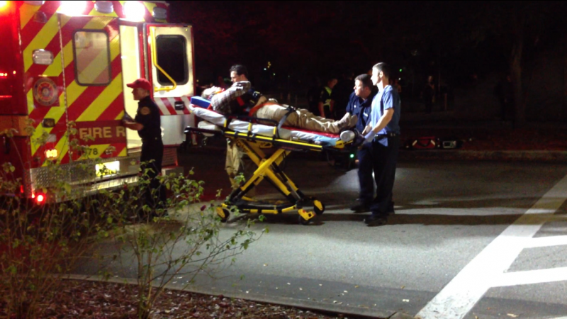 The cyclist is loaded into an ambulance to be taken to Shands Trauma Center. Photo by Connor Spielmaker
