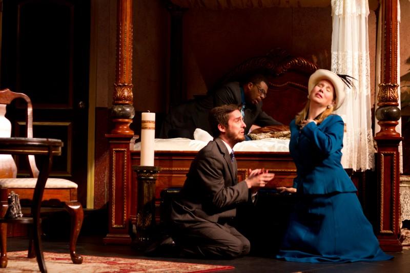 Left to right: Thomas Janson, Peter Jackson and Holly Kwaak rehearse for the upcoming performance.  Photo by Randy Rataj