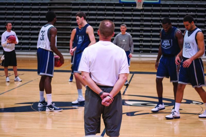 Photo Credit: Sean Patterson Head coach Matthew Driscoll surveys his team at practice. 