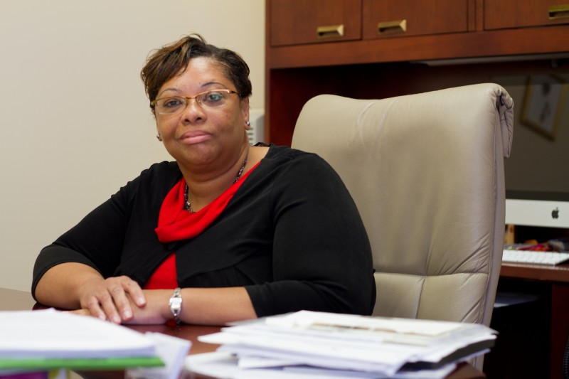 Sheila Spivey tells the story of the journey that led her to UNF.  Photo by Randy Rataj