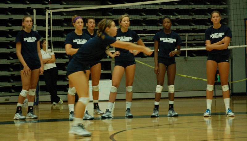 UNF volleyball during pre-season practice. (Photo credit: Travis Gibson) 