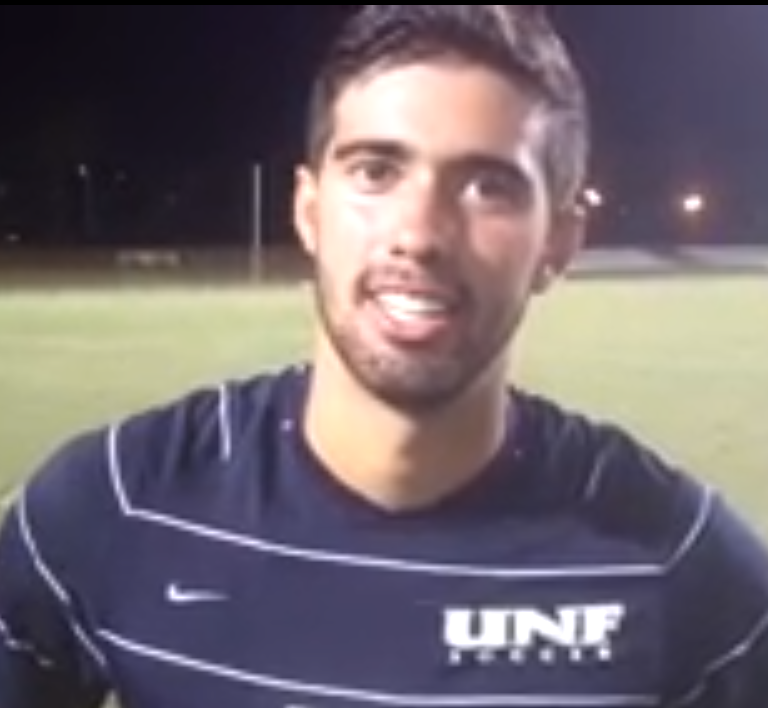 Pedro Carniero after match against UCF. (Photo courtesy YouTube)