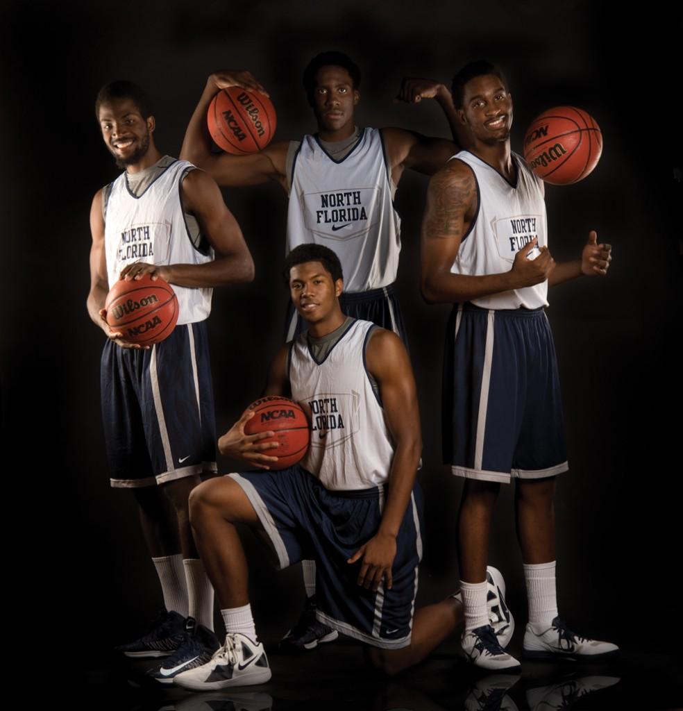 Clockwise from left: Sophomore Demarcus "Bae Bae" Daniels, Freshman Romelo Banks, Freshman Chris Davenport, Senior Charles McRoy. Photo: Ali Blumenthal 