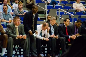 Head Coach Matthew Driscoll and his staff unhappy with the team's performance. Photo by Robert Curtis