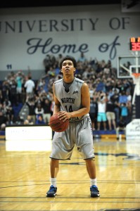 Dallas Moore attempts his free throw. The Ospreys may have won the game with better free throw shooting. Photo by John Shippee