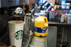 A single cup of coffee being brewed at UNF's campus. Photo by Bronwyn Knight. 