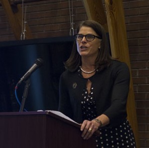 6.Dr. Lucy Croft, Assistant Vice President of Student affairs announced 3 new traditions. Photo by Randy Rataj