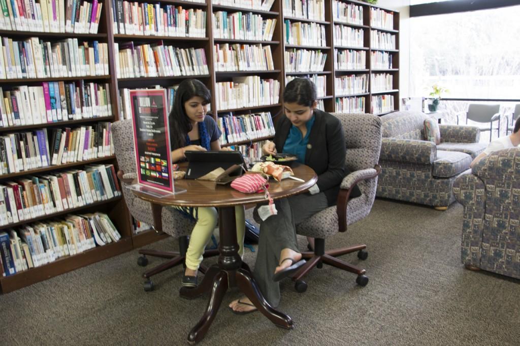 Two students in the Women's Center at UNF. Photo by Bronwyn Knight