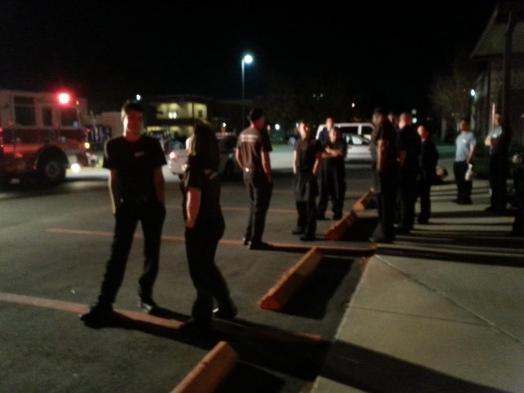 Staff and students waited outside after they were evacuated. Photo by Brandon Thigpen 