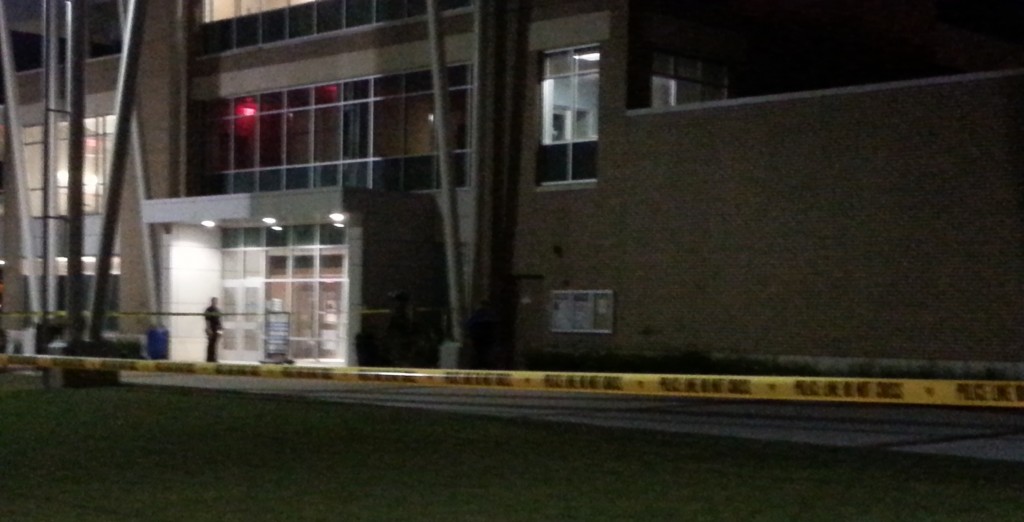 UNFPD taped off the area after evacuating the few students and staff inside. Photo by Brandon Thigpen