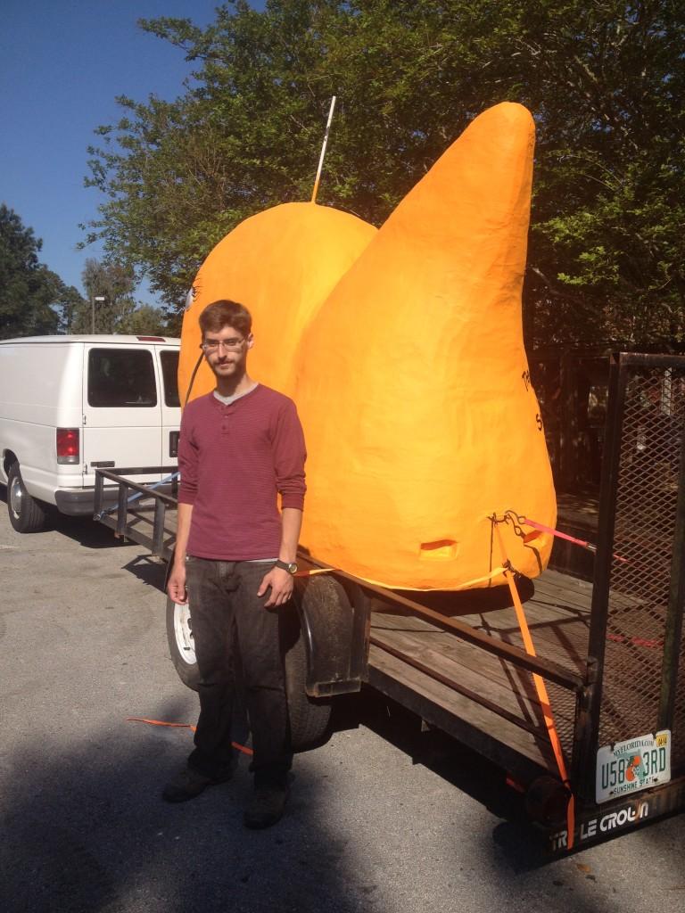 Nick Dunlop, fine arts sculpting senior, worked on Colonel Crackers. Photo by Saphara Harrell