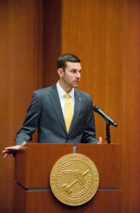 Student Body President Joseph Turner said that a trend in the "comments" section of the student survey was parking. Photo by Robert Curtis