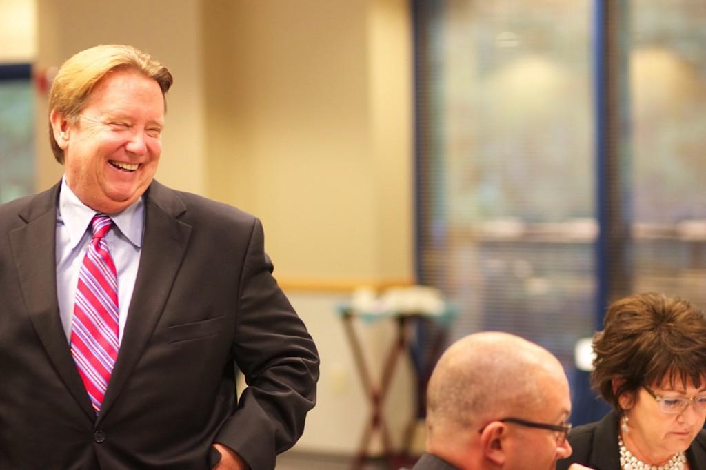 The Board of Trustees retreat had members laughing throughout the meeting creating funny tone.  Photo by Blake Middleton