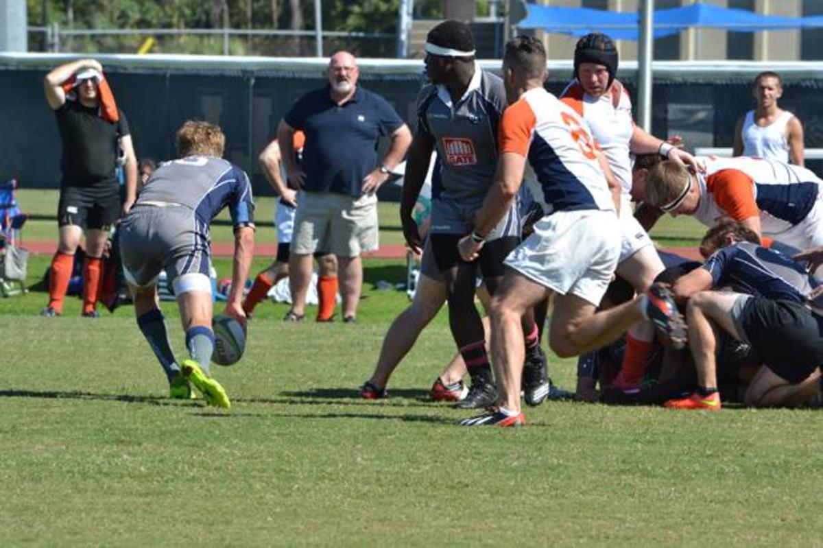 A UNF rugger gets ready to release the ball on a pass.Photo by Jordan Ferrell