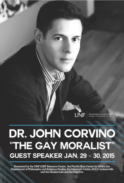 Dr. John Corvino will give two lectures about morality and homosexuality Jan. 29 and Jan. 30 in the UNF University Center at 7 p.m. Photo courtesy LGBT Resource Center