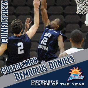 Daniels ranks second all-time for career blocks at UNF.    Photo courtesy Facebook 