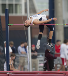 Harris placed 19th overall in men’s high jump.  Photo by Morgan Purvis  