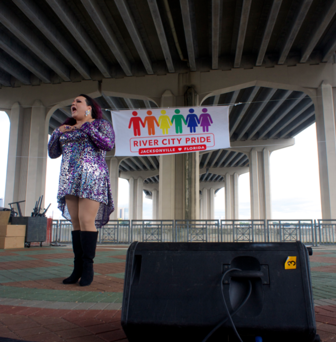 Artist Rhiannon Owens performed a lip sync number for festival-goers. Photo by Rachel Cazares