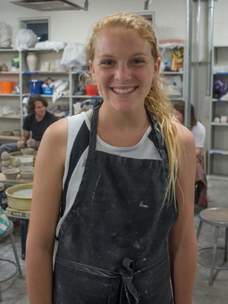 Freshman Amanda Wind enjoys working with clay and the creative problem solving that comes working with it. Photo by Michael Herrera