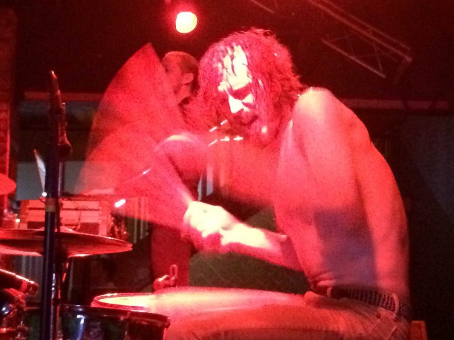 Drummer Zach Hill hammered away on the kit for over an hour. 

Photo by Douglas Markowitz