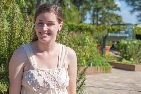 Kate DeJong, a biology major, led a workshop on butterfly and caterpillar identification hosted at the gardens. Photo by Michael Herrera