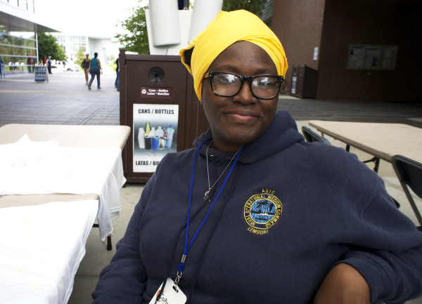 McNair said her turban was cute, but her big hair bun made it a little hard to handle. Photo by Rachel Cazares