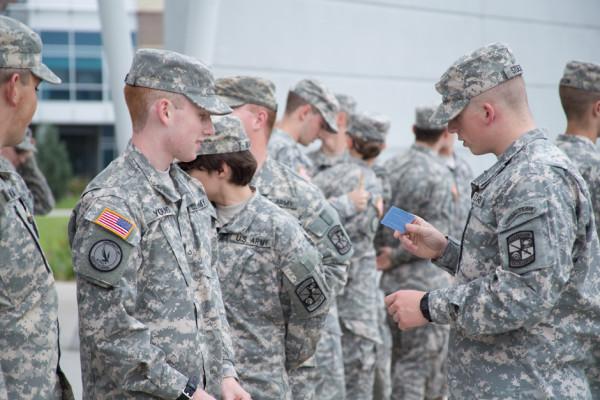 Members of UNF's ROTC prepare for a training exercise. Photo by Tyler van Voorthuijsen