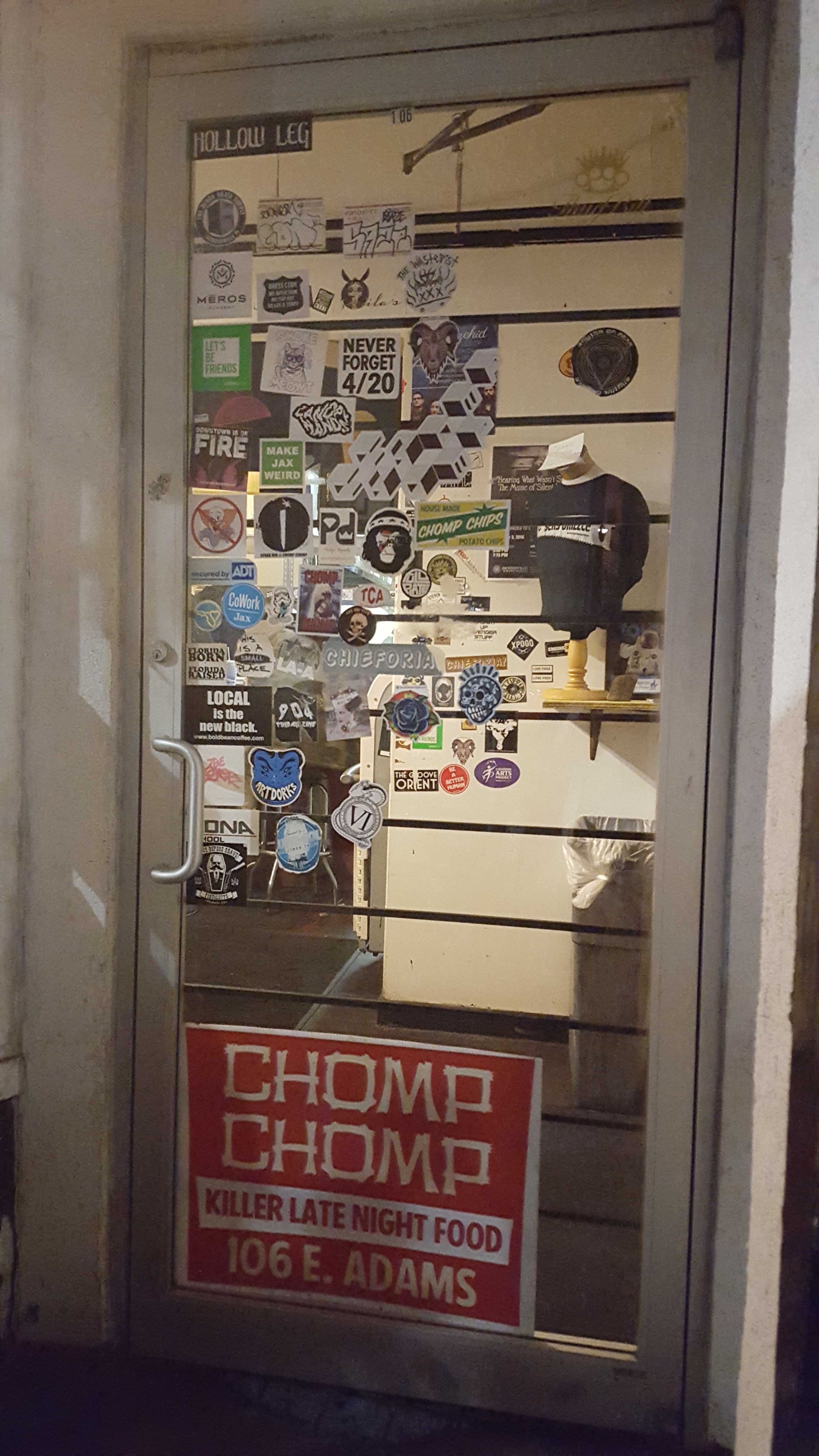 Chomp Chomp immediately welcomes young adults with familiarity: sticker overload. Photo by Courtney Stringfellow