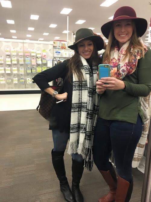 Erdelyi, left, with her friend Chelsey Cain buying matching hats a few weeks ago. Photo courtesy Chelsey Cain 
