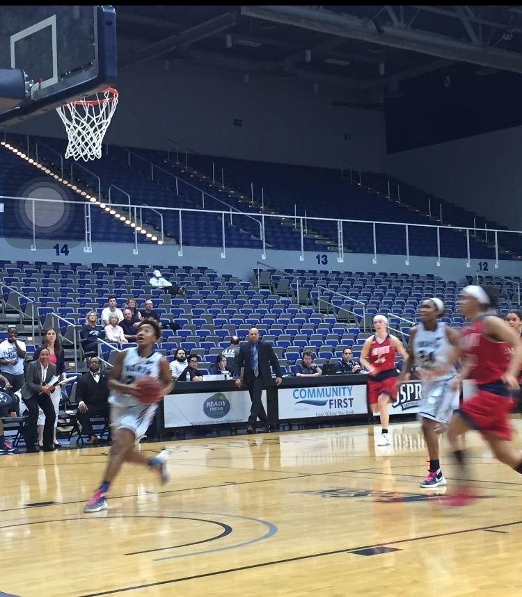 Kadesia Johnson drives to the basket to make a layup in the win against NJIT

Photo credit: Jordan Perez