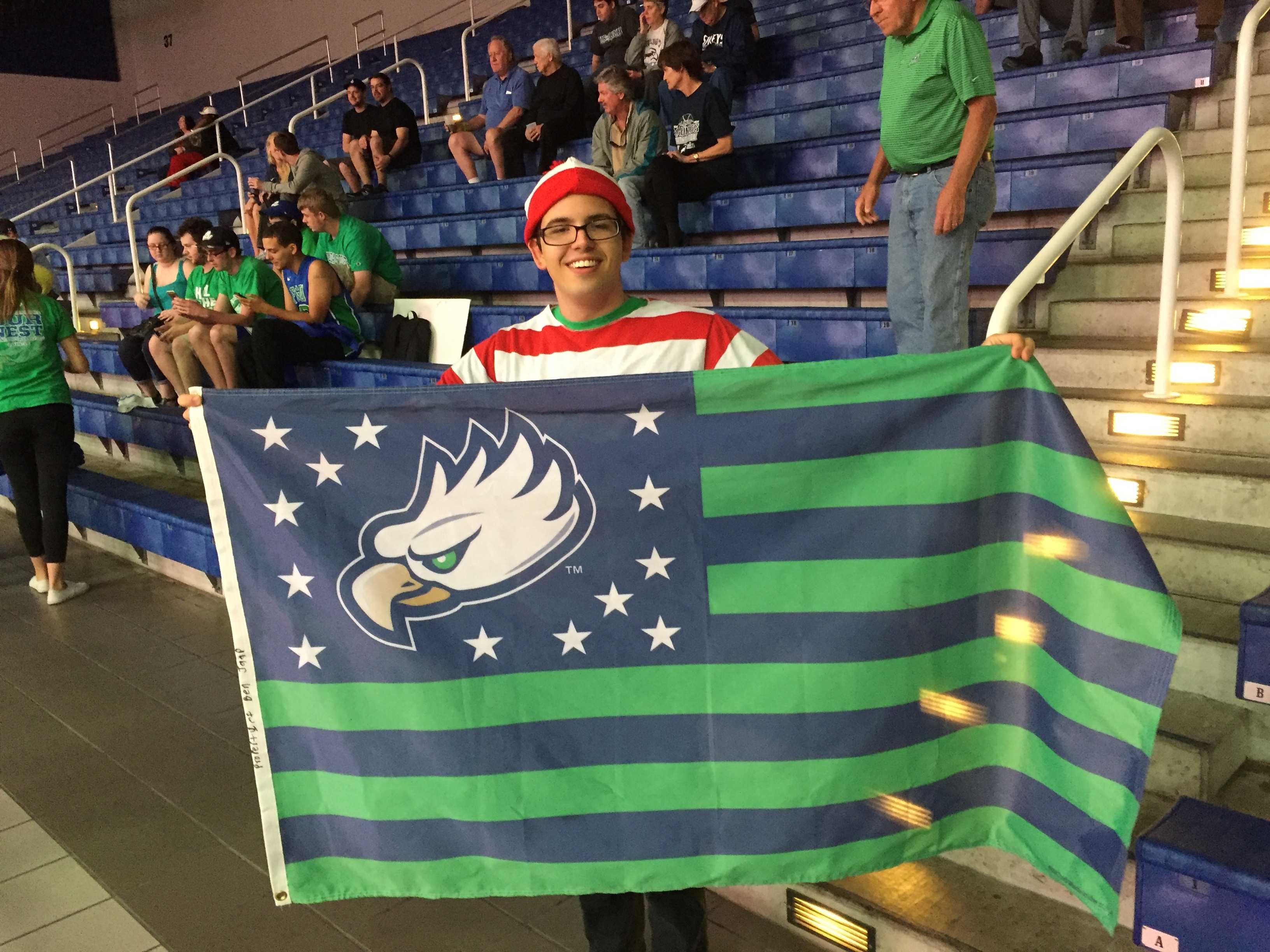 Fernandez was a part of the FGCU student section and wore a Where's Waldo costume as a gag.  Photo by Nick Blank