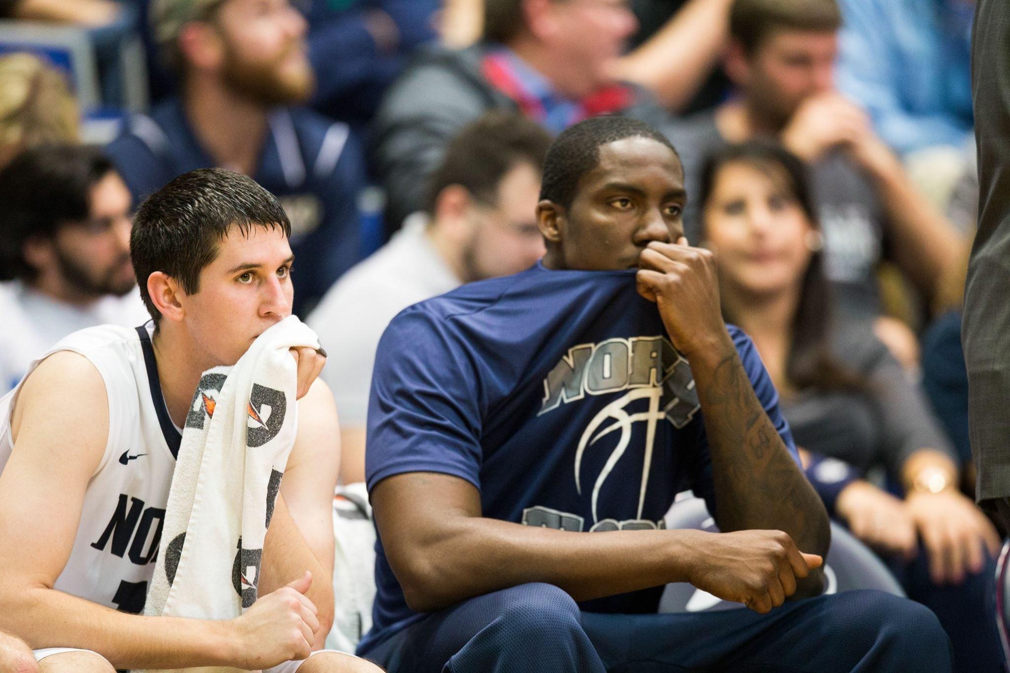 Trent Mackey and Romelo Banks can do nothing but watch as the Eagles pulled away in the second half. 

 Photo by Connor Spielmaker