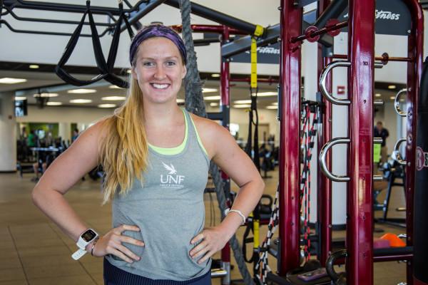 Ashland Rahn began as just a freshman taking workout classes, to teaching them. Photo by Rachel Cazares. 