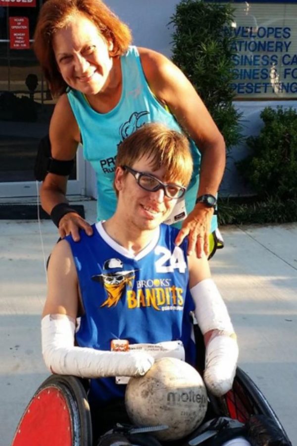 Steven Walker and his mom, Barbara Gilbert, 2014. Photo courtesy of Brooks Adaptive Sports and Recreation Facebook page.