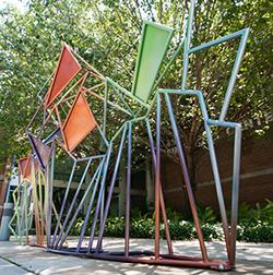 This bike rack created by Ratcliff is located just outside of the Fine Arts building.