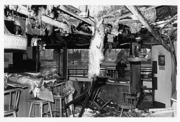 Interior view of the Boathouse after the fire, December 1978. Courtesy of UNF Special Collections and University Archives.