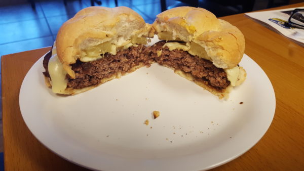 The Bulldog burger comes with sliced pineapple, swiss cheese and teriyaki sauce on a half pound burger, but it's not as sweet as one would expect. Photo by Courtney Stringfellow 
