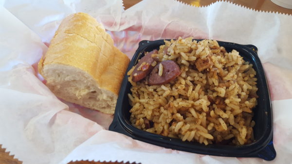 Jambalaya is a traditional Louisiana dish with enough spice in an eight ounce cup to leave customers craving a sweet dessert. Photo by Courtney Stringfellow 