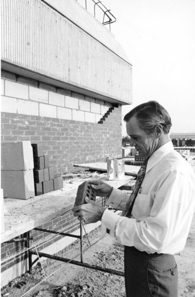 Dr. Thomas G. Carpenter in 1972, during construction of Building 1. Photo courtesy of UNF archives.