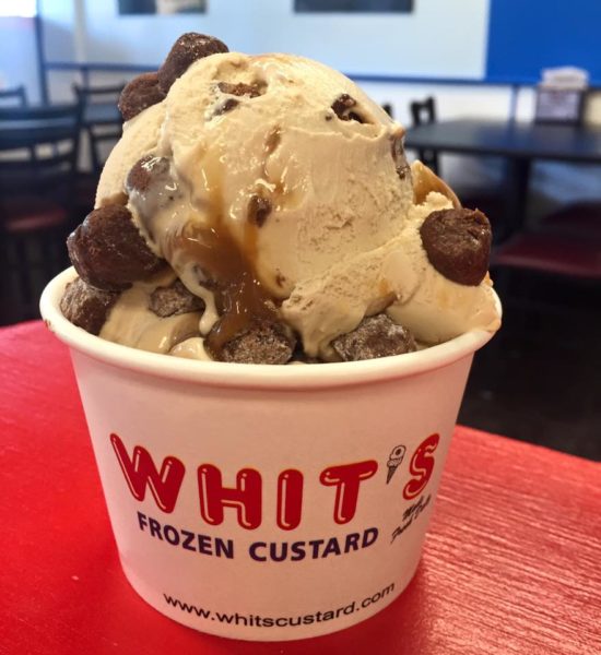 Peanut butter, chocolate chips and caramel drizzle. Photo courtesy of Whit's Frozen Custard.